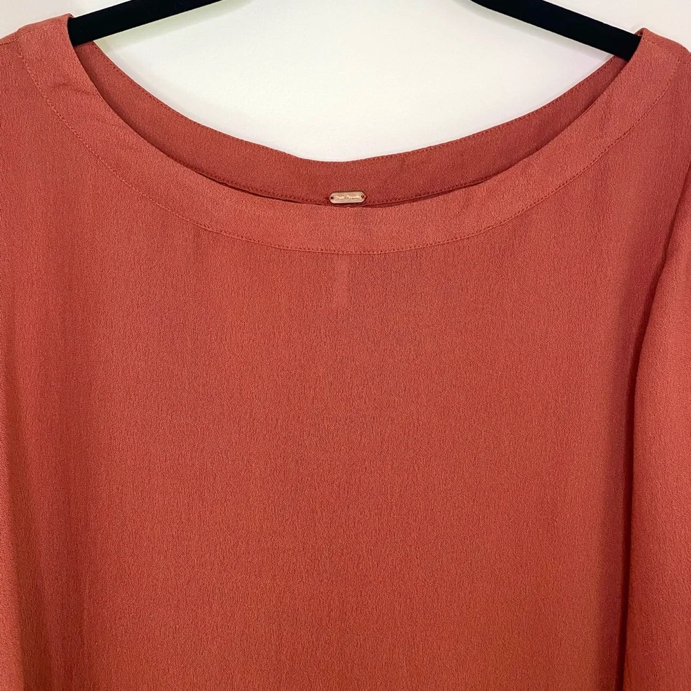 Free People Stars Aligned Bell Sleeve Crop Top Red Clay Size M